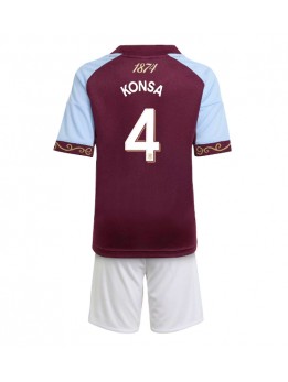 Otroški Nogometna dresi replika Aston Villa Ezri Konsa #4 Domači 2025-26 Kratek rokav (+ hlače)